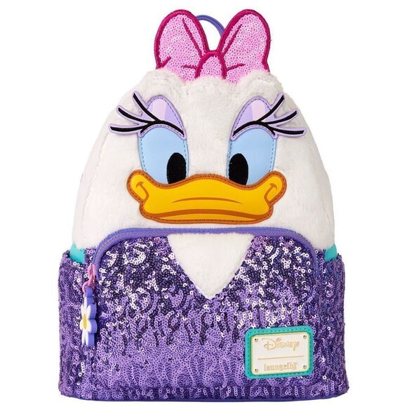 Loungefly Disney Daisy Duck Plush Sequin Mini Backpack - Picture 1 of 7
